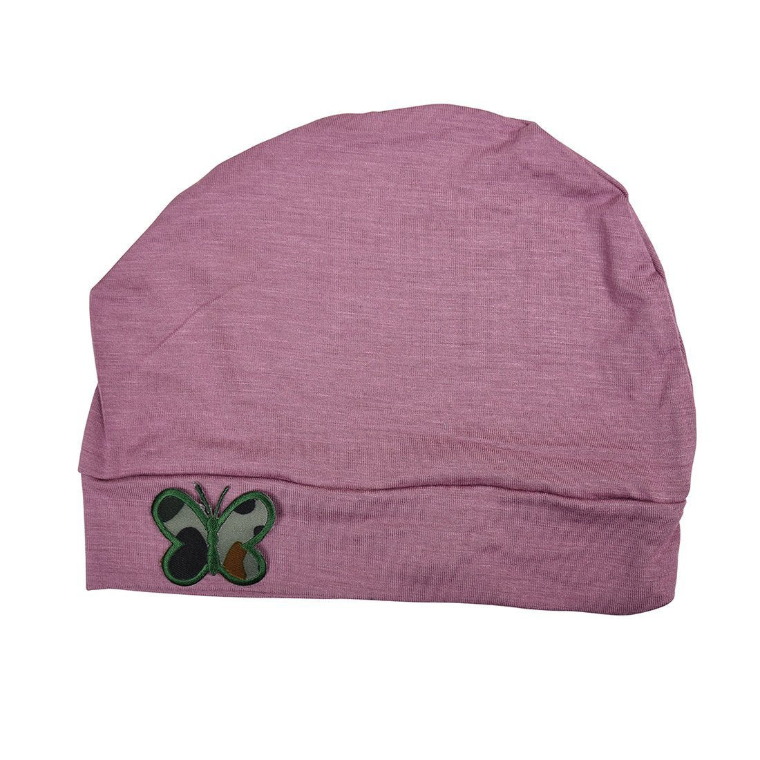 Soft Chemo Cap Cancer Beanie with Green Camo Butterfly