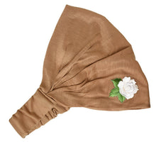 Load image into Gallery viewer, Cotton Headwrap with Cream Rose