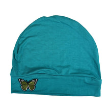 Load image into Gallery viewer, Landana Headscarves Ladies Chemo Hat with Green Butterfly Bling