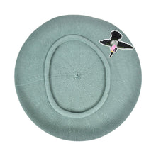 Load image into Gallery viewer, Hummingbird Applique on Cotton Beret Womens Head Cover - Blue