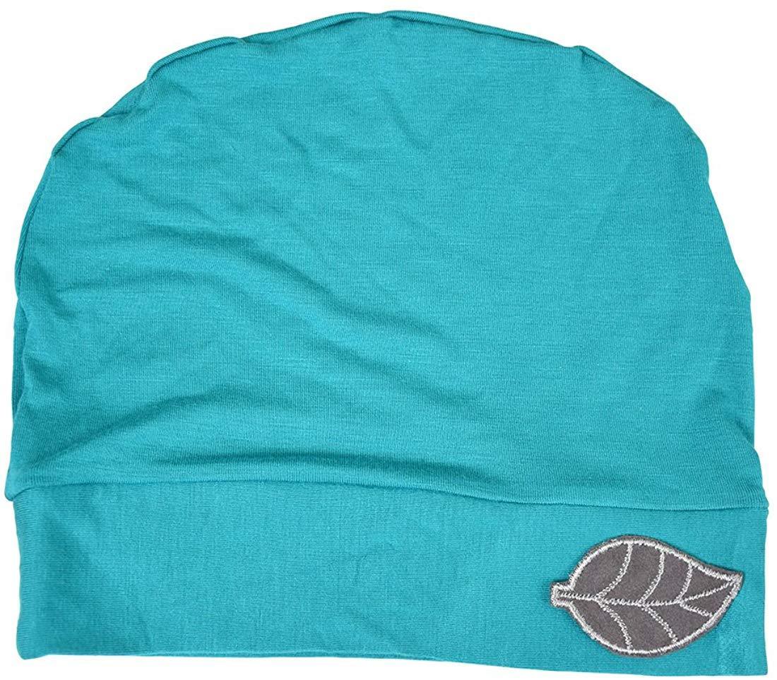 Womens Soft Sleep Cap Comfy Cancer Hat with Grey Leaf Applique