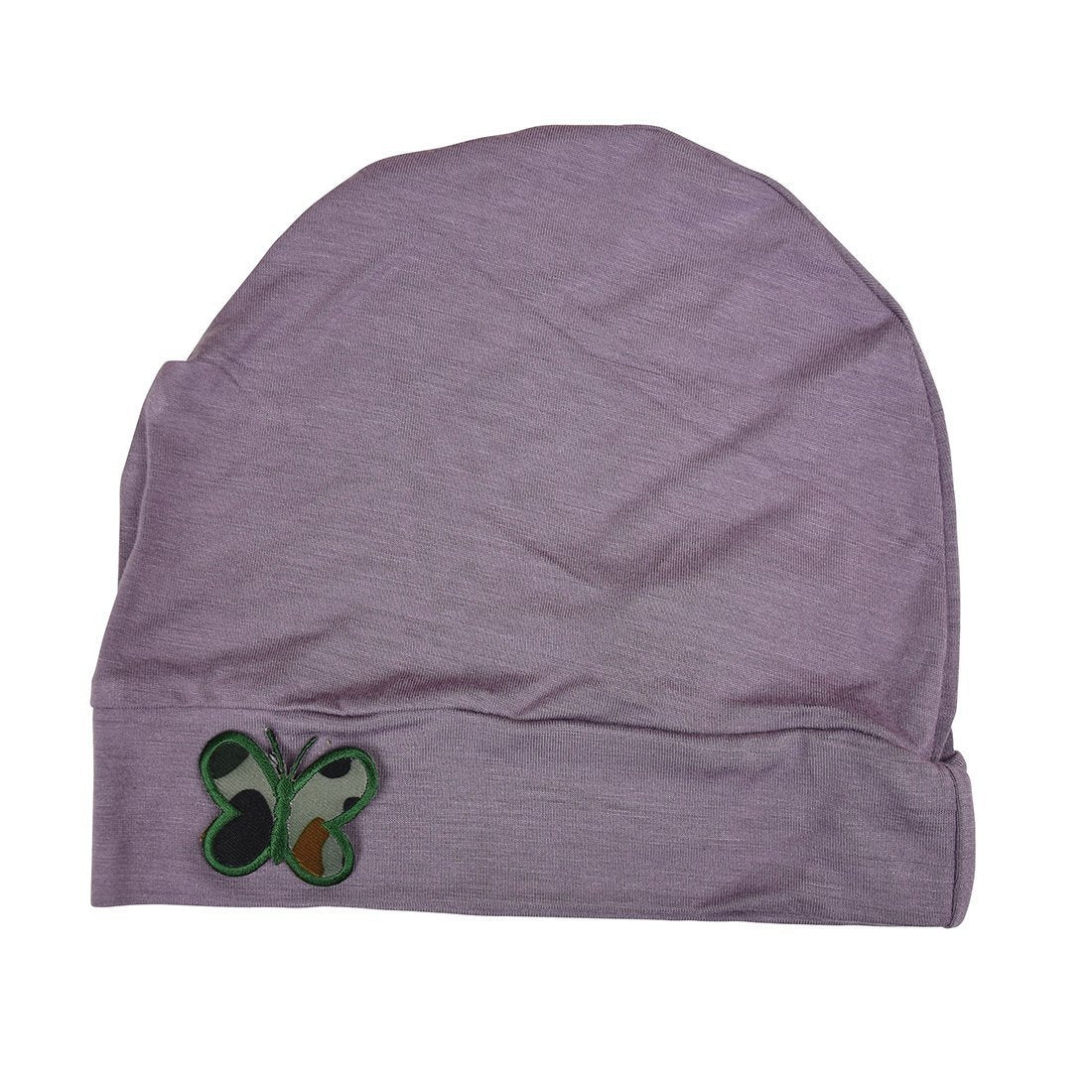 Soft Chemo Cap Cancer Beanie with Green Camo Butterfly