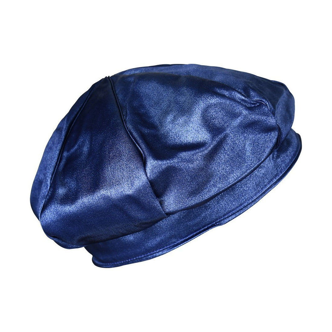 Shimmery Blue Satin Ladies Beret Womens Head Cover