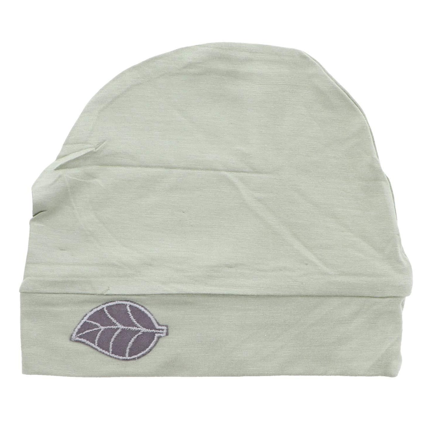 Womens Soft Sleep Cap Comfy Cancer Hat with Grey Leaf Applique