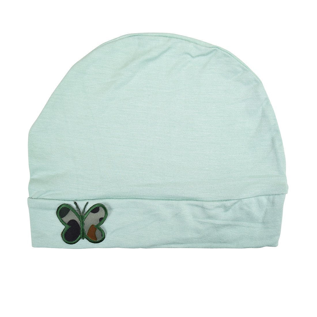 Soft Chemo Cap Cancer Beanie with Green Camo Butterfly