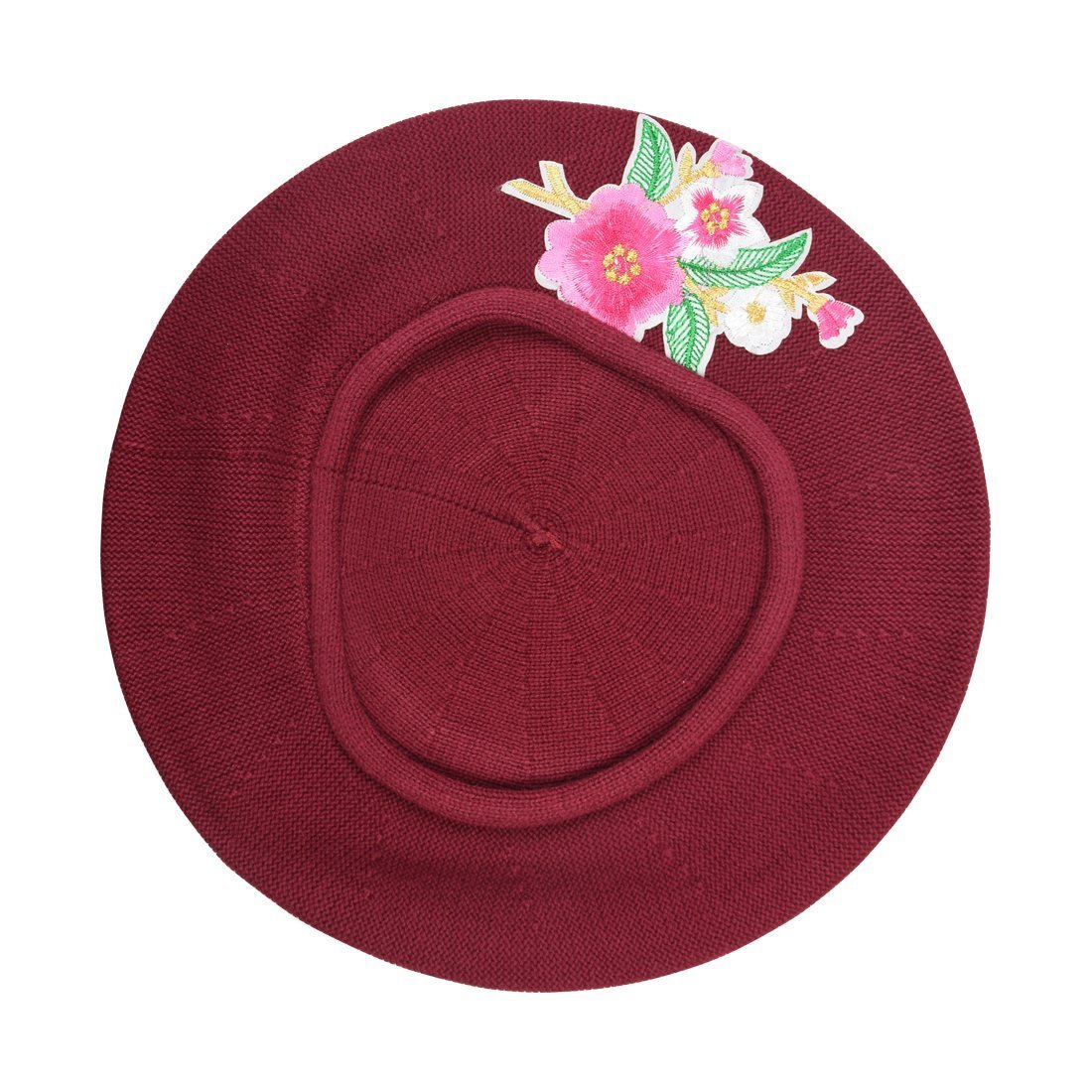 Landana Headscarves Blue 100% Cotton Beret French Ladies Hat with Pink Flower Bouquet