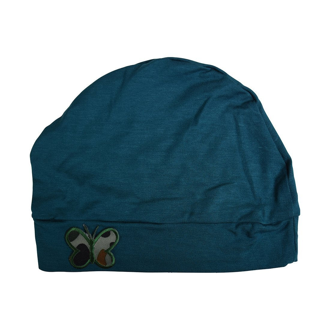 Soft Chemo Cap Cancer Beanie with Green Camo Butterfly