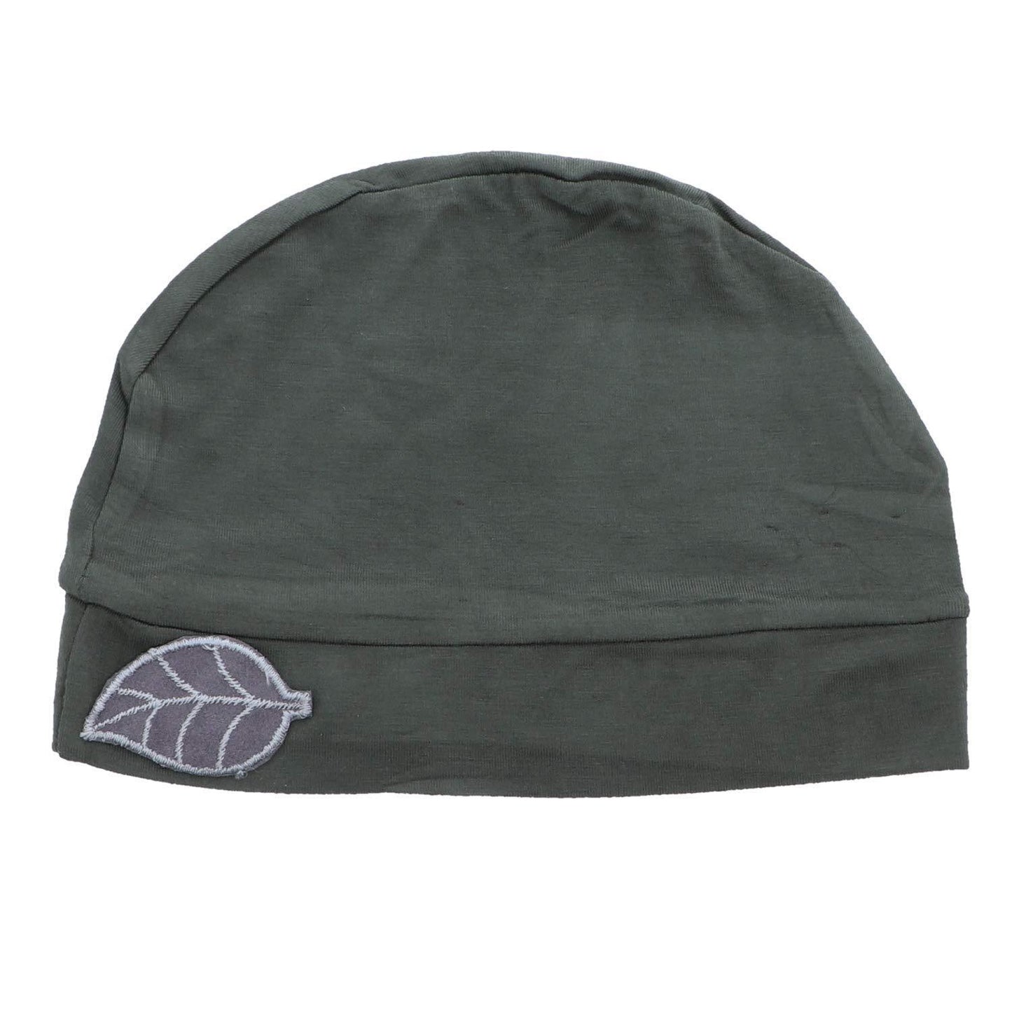 Womens Soft Sleep Cap Comfy Cancer Hat with Grey Leaf Applique