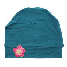 Load image into Gallery viewer, Landana Headscarves Chemo Beanie Sleep Cap with Pink and Gold Flower