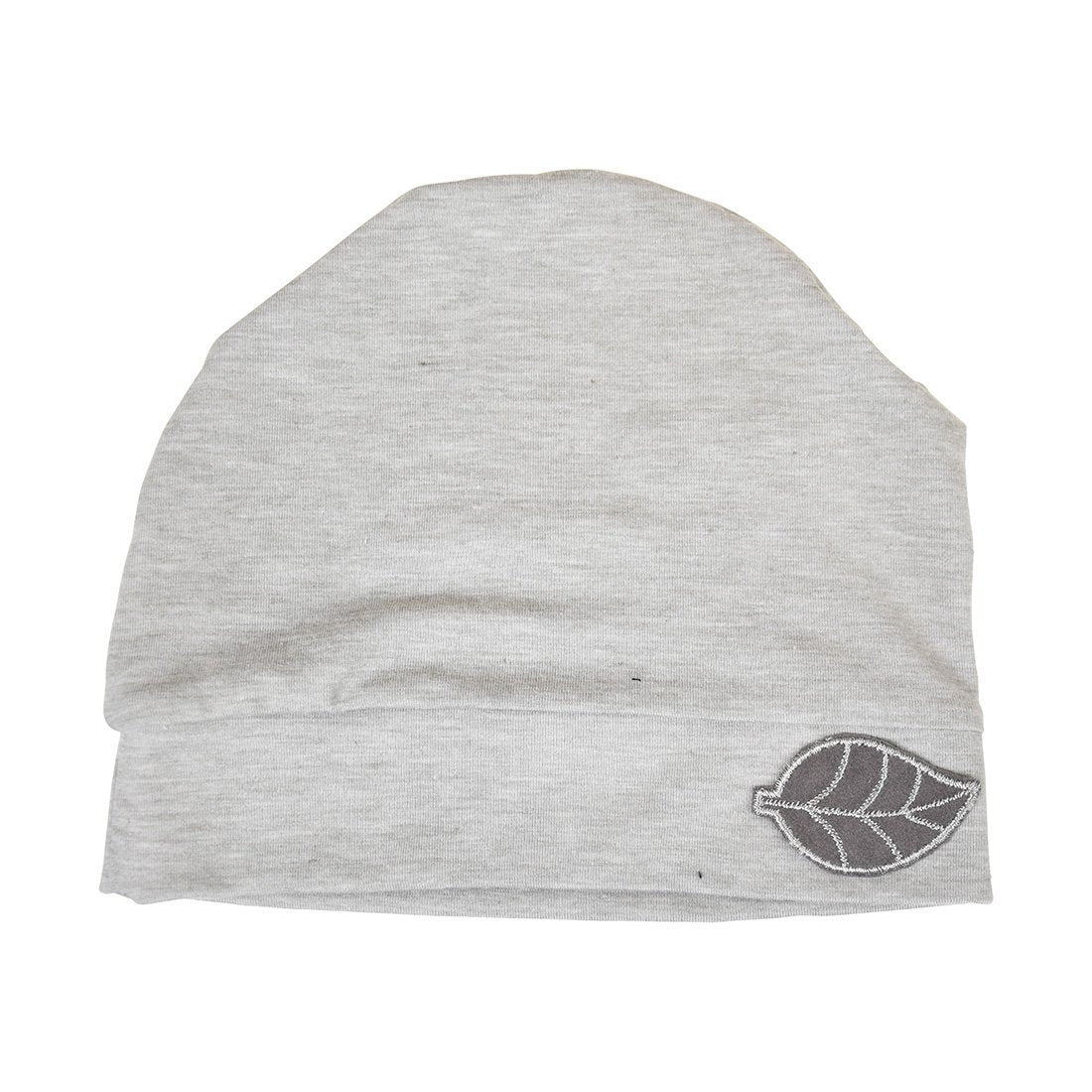 Womens Soft Sleep Cap Comfy Cancer Hat with Grey Leaf Applique