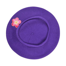 Load image into Gallery viewer, Pink and Gold Flower Applique on Cotton Beret Womens Head Cover - Blue