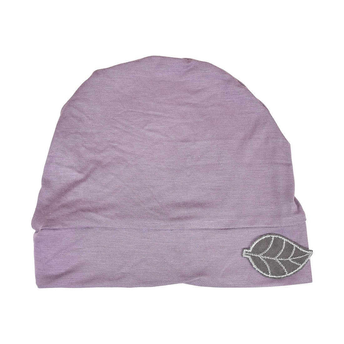 Womens Soft Sleep Cap Comfy Cancer Hat with Grey Leaf Applique