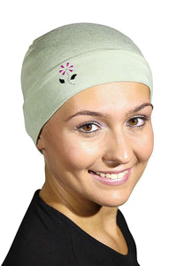 Landana Headscarves Soft Sleep Cap Comfy Women's Wig Liner & Hair Loss Cap with Small Stud Flower Applique