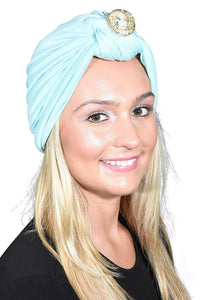 Ladies Headscarves Turban with Gold Pearl Circle