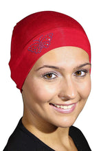 Load image into Gallery viewer, Landana Headscarves Blue Stud Butterfly Chemo Sleep Cap Beanie