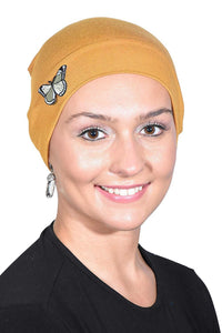 Landana Headscarves Ladies Chemo Hat with Green Butterfly Bling