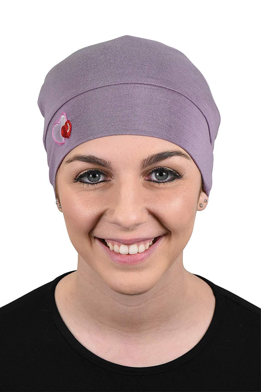 Landana Headscarves Womens Soft Sleep Cap Comfy Cancer Hat with Hearts Applique