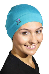 Landana Headscarves Soft Sleep Cap Comfy Women's Wig Liner & Hair Loss Cap with Small Stud Flower Applique