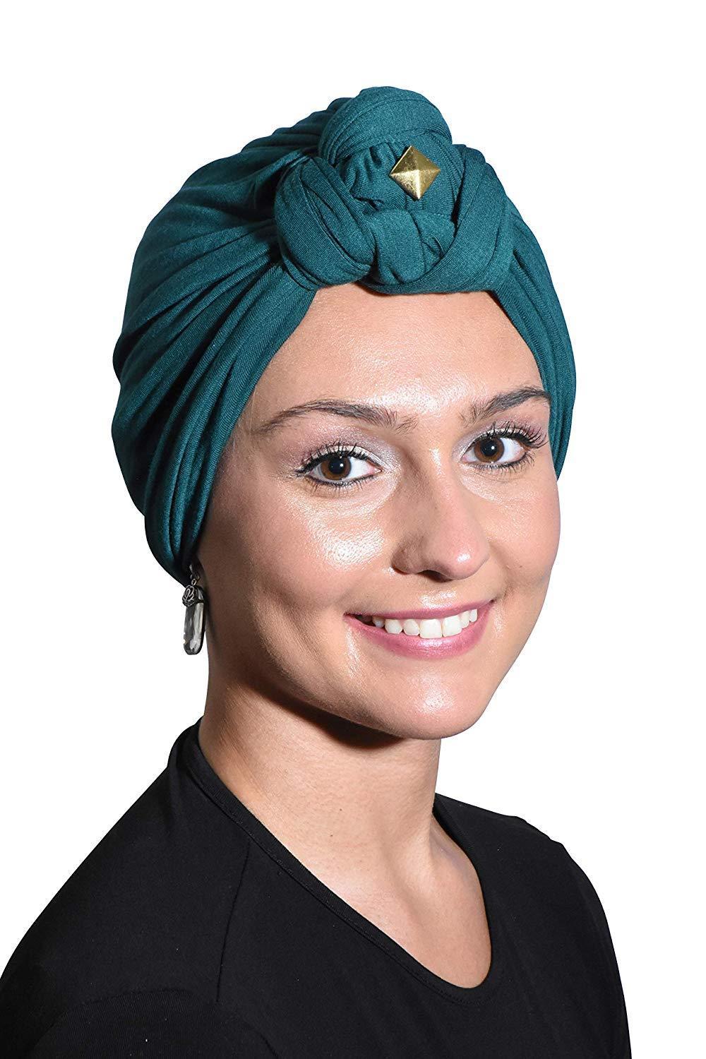 Landana Headscarves Turbans for Women with Twist/Knot Front and Gold Stud