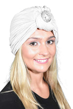 Load image into Gallery viewer, Ladies Headscarves Turban with Silver Pearl Circle