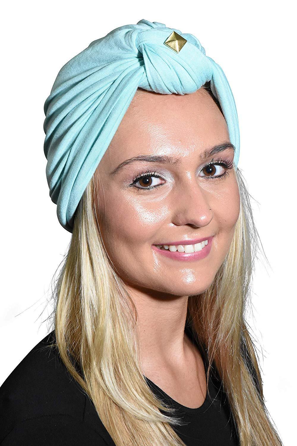 Landana Headscarves Turbans for Women with Twist/Knot Front and Gold Stud