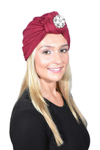 Load image into Gallery viewer, Ladies Headscarves Turban with Silver Pearl Diamond