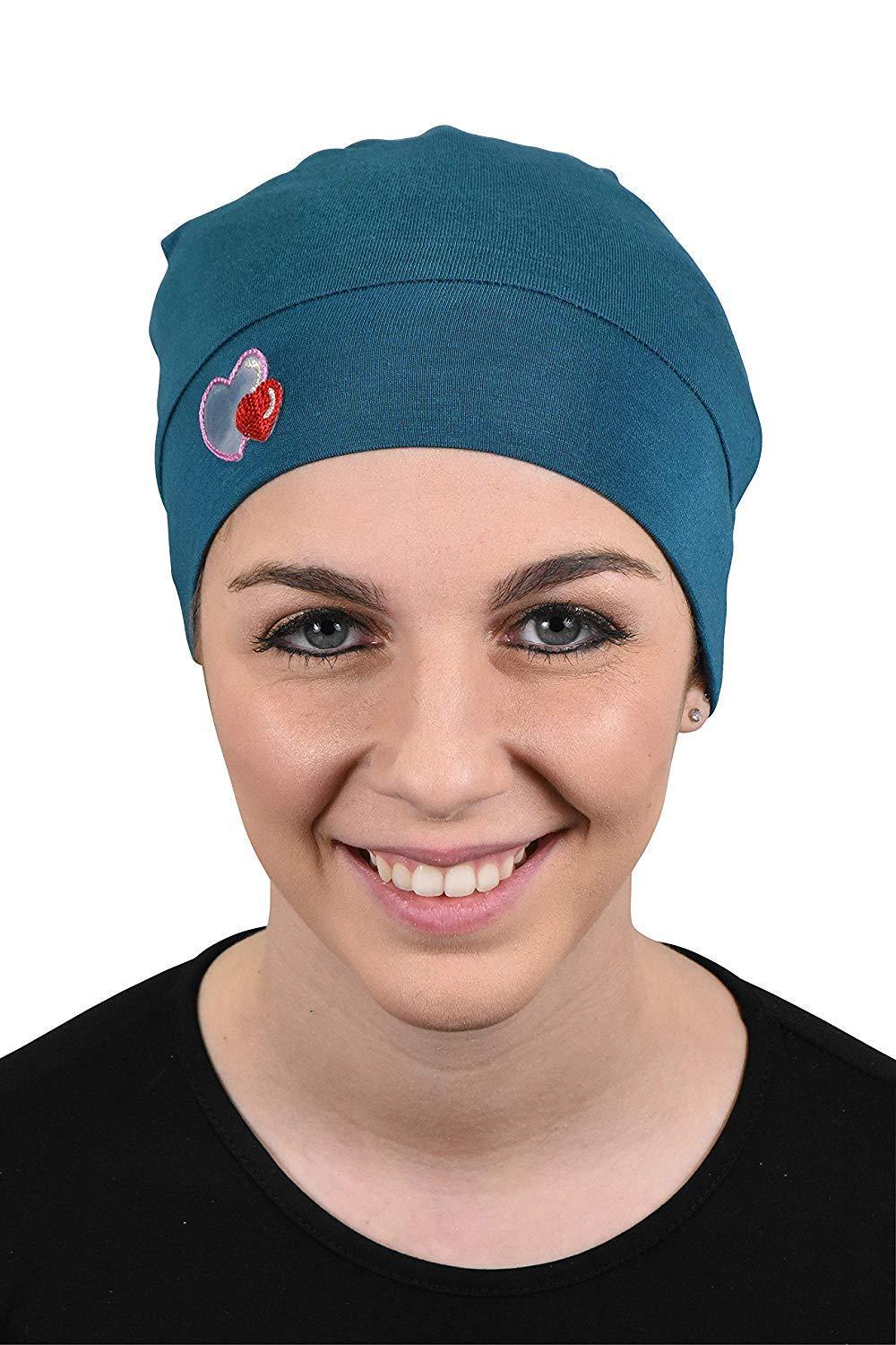 Landana Headscarves Womens Soft Sleep Cap Comfy Cancer Hat with Hearts Applique