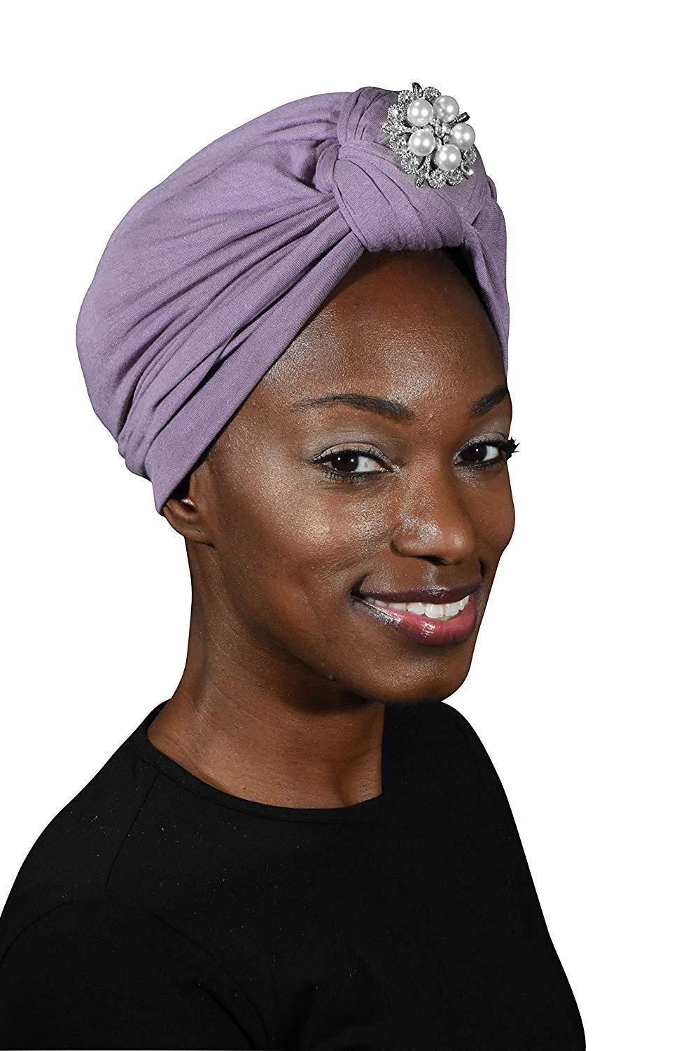 Ladies Headscarves Turban with Silver Pearl Diamond