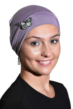 Load image into Gallery viewer, Landana Headscarves Ladies Chemo Hat with Green Butterfly Bling