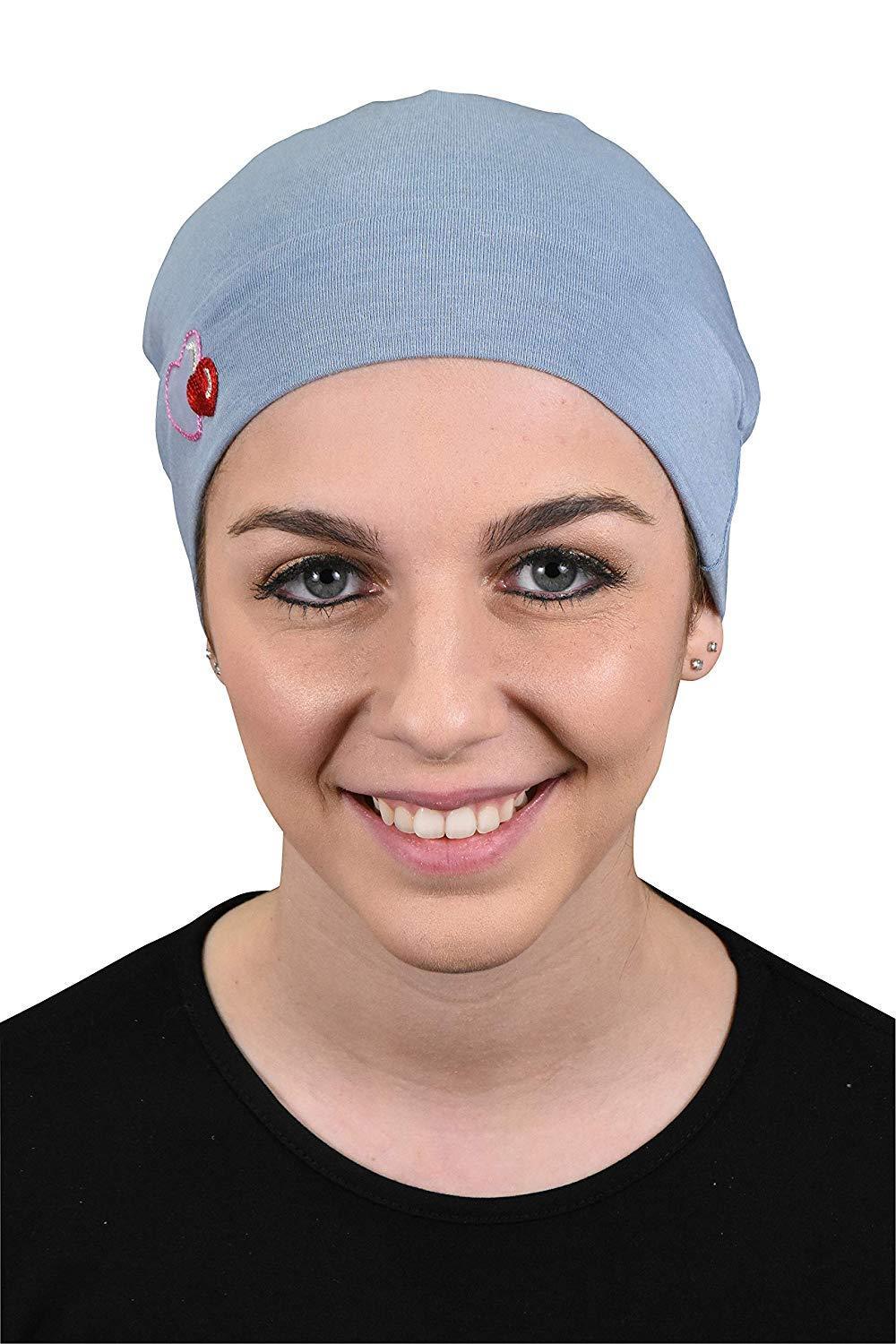 Landana Headscarves Womens Soft Sleep Cap Comfy Cancer Hat with Hearts Applique