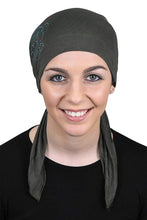 Load image into Gallery viewer, Pretied Head Scarf Chemo Cap Modesty - Swirl Applique