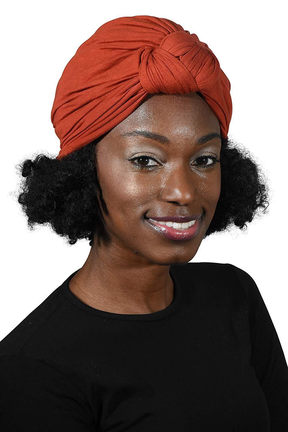 Landana Headscarves Solid Turban with Twist/Knot Front