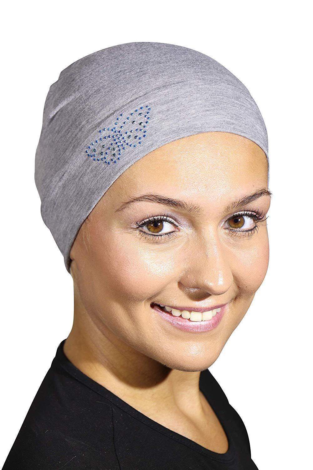 Landana Headscarves Blue Stud Butterfly Chemo Sleep Cap Beanie