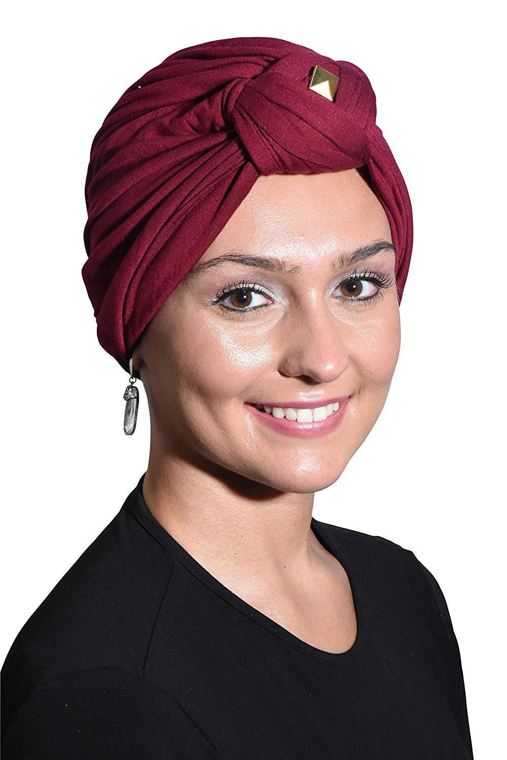 Landana Headscarves Turbans for Women with Twist/Knot Front and Gold Stud