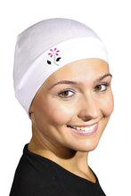 Load image into Gallery viewer, Landana Headscarves Soft Sleep Cap Comfy Women&#39;s Wig Liner &amp; Hair Loss Cap with Small Stud Flower Applique