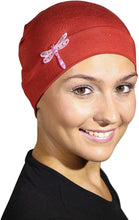 Load image into Gallery viewer, Landana Headscarves Chemo Beanie Sleep Cap Pink Dragonfly