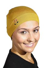 Load image into Gallery viewer, Landana Headscarves Soft Sleep Cap Comfy Women&#39;s Wig Liner &amp; Hair Loss Cap with Small Stud Flower Applique