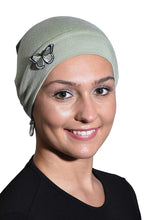 Load image into Gallery viewer, Landana Headscarves Ladies Chemo Hat with Green Butterfly Bling