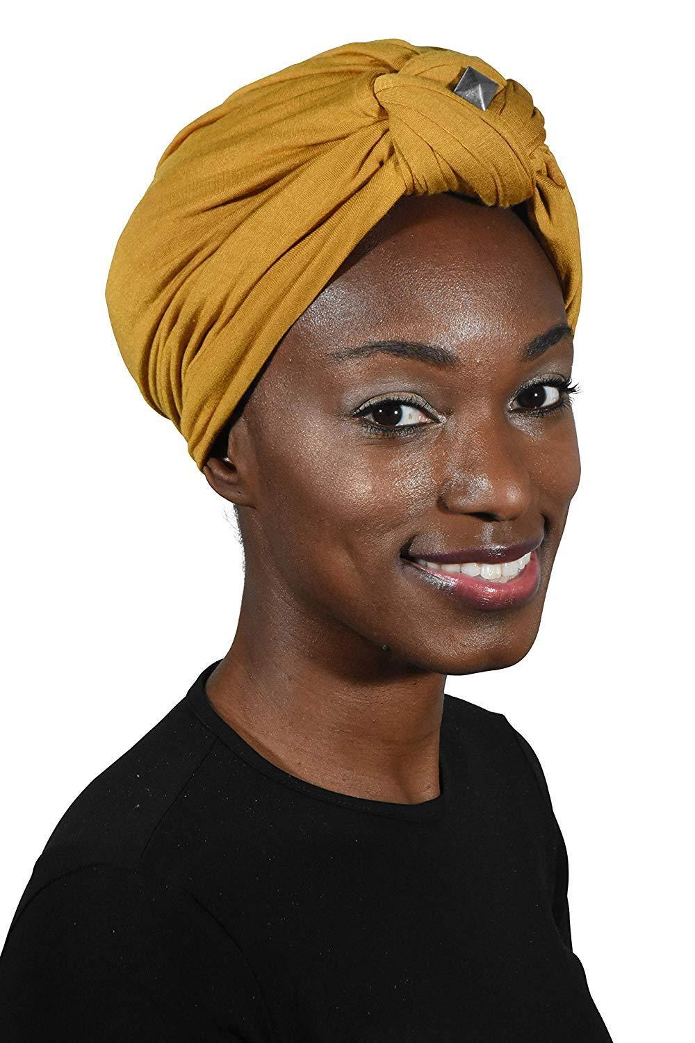 Landana Headscarves Turbans for Women with Twist/Knot Front and Silver Stud