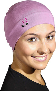 Landana Headscarves Soft Sleep Cap Comfy Women's Wig Liner & Hair Loss Cap with Small Stud Flower Applique