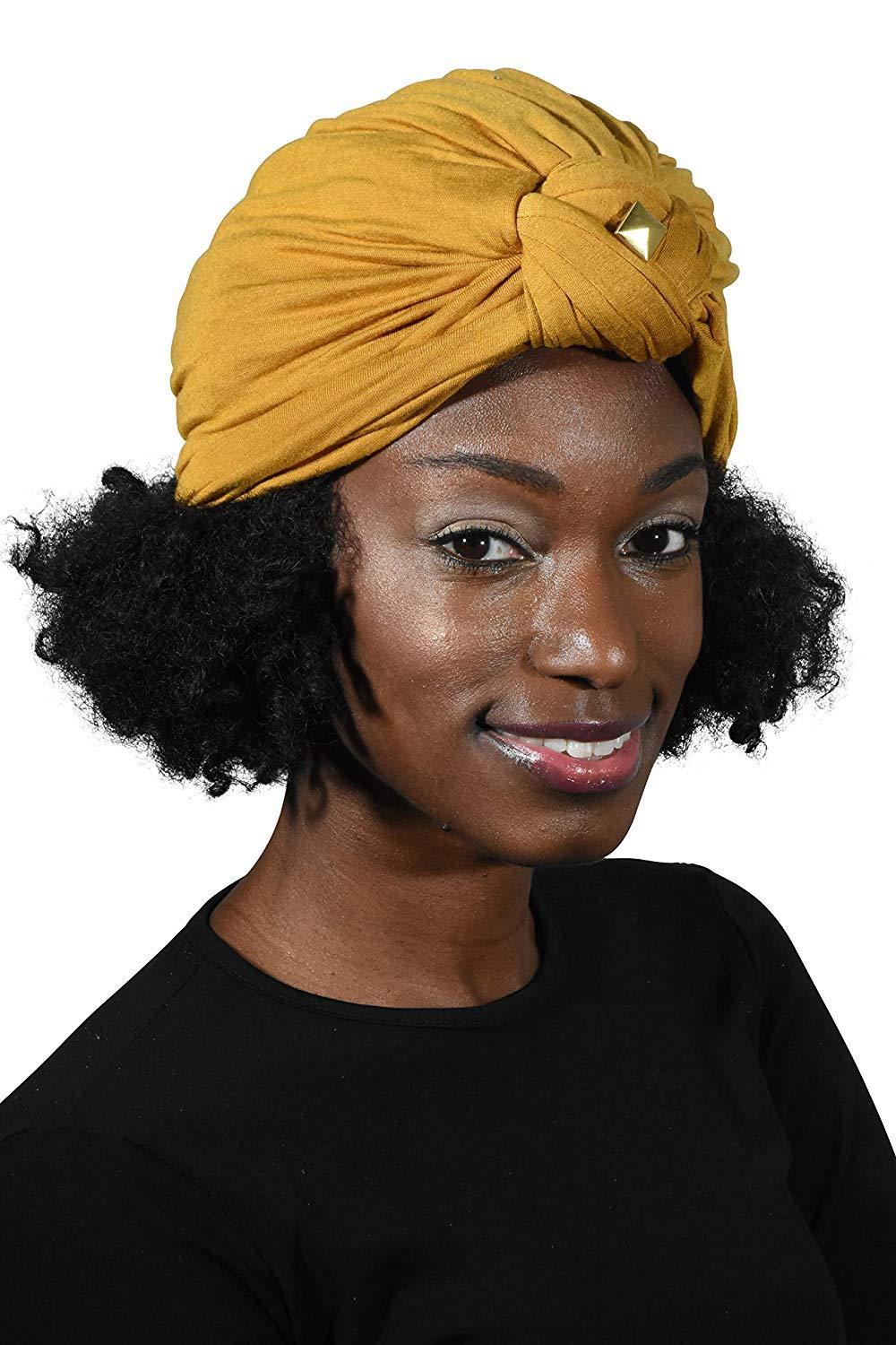 Landana Headscarves Turbans for Women with Twist/Knot Front and Gold Stud