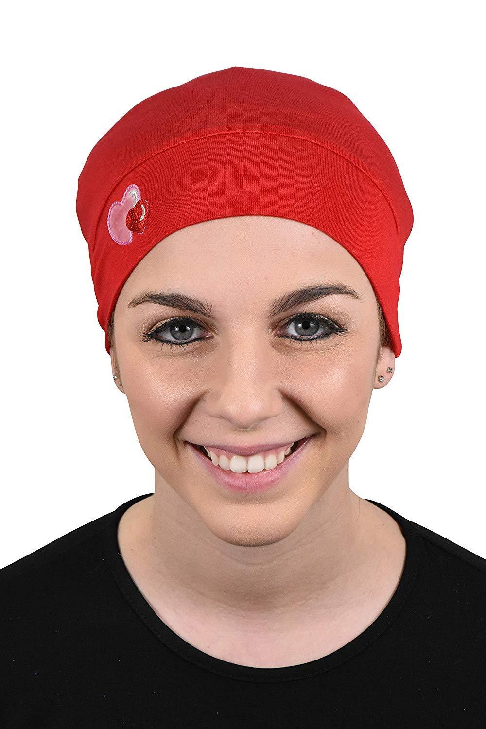 Landana Headscarves Womens Soft Sleep Cap Comfy Cancer Hat with Hearts Applique