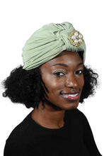 Load image into Gallery viewer, Ladies Headscarves Turban with Gold Pearl Diamond