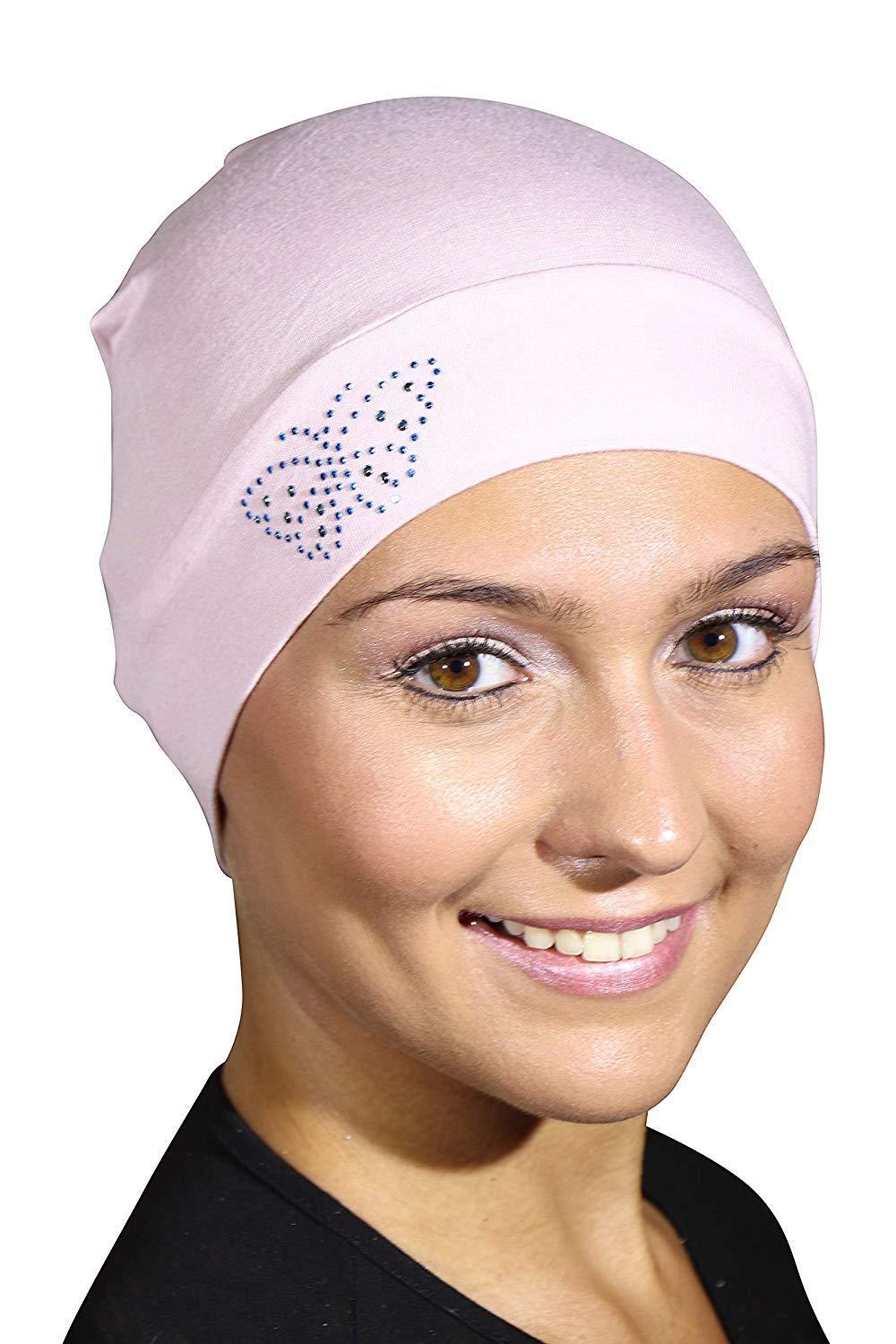 Landana Headscarves Blue Stud Butterfly Chemo Sleep Cap Beanie