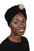 Load image into Gallery viewer, Ladies Headscarves Turban with Gold Pearl Diamond