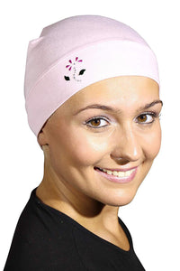 Landana Headscarves Soft Sleep Cap Comfy Women's Wig Liner & Hair Loss Cap with Small Stud Flower Applique