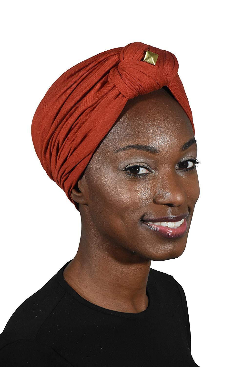 Landana Headscarves Turbans for Women with Twist/Knot Front and Gold Stud