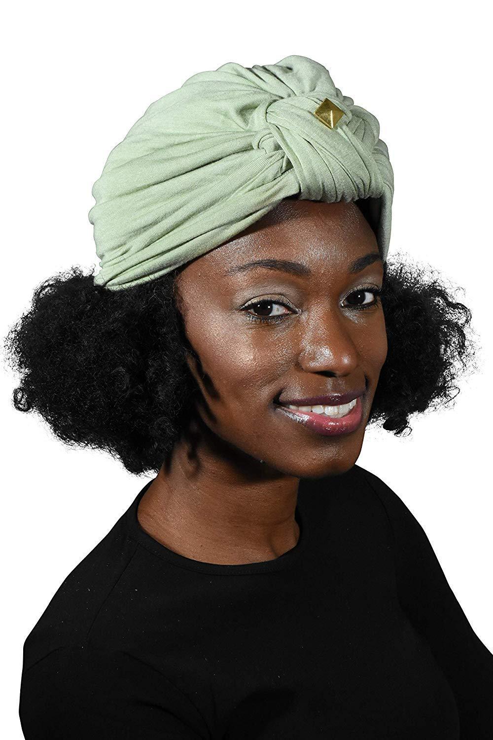 Landana Headscarves Turbans for Women with Twist/Knot Front and Gold Stud