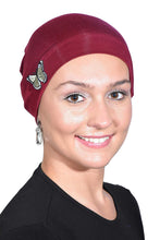 Load image into Gallery viewer, Landana Headscarves Ladies Chemo Hat with Green Butterfly Bling