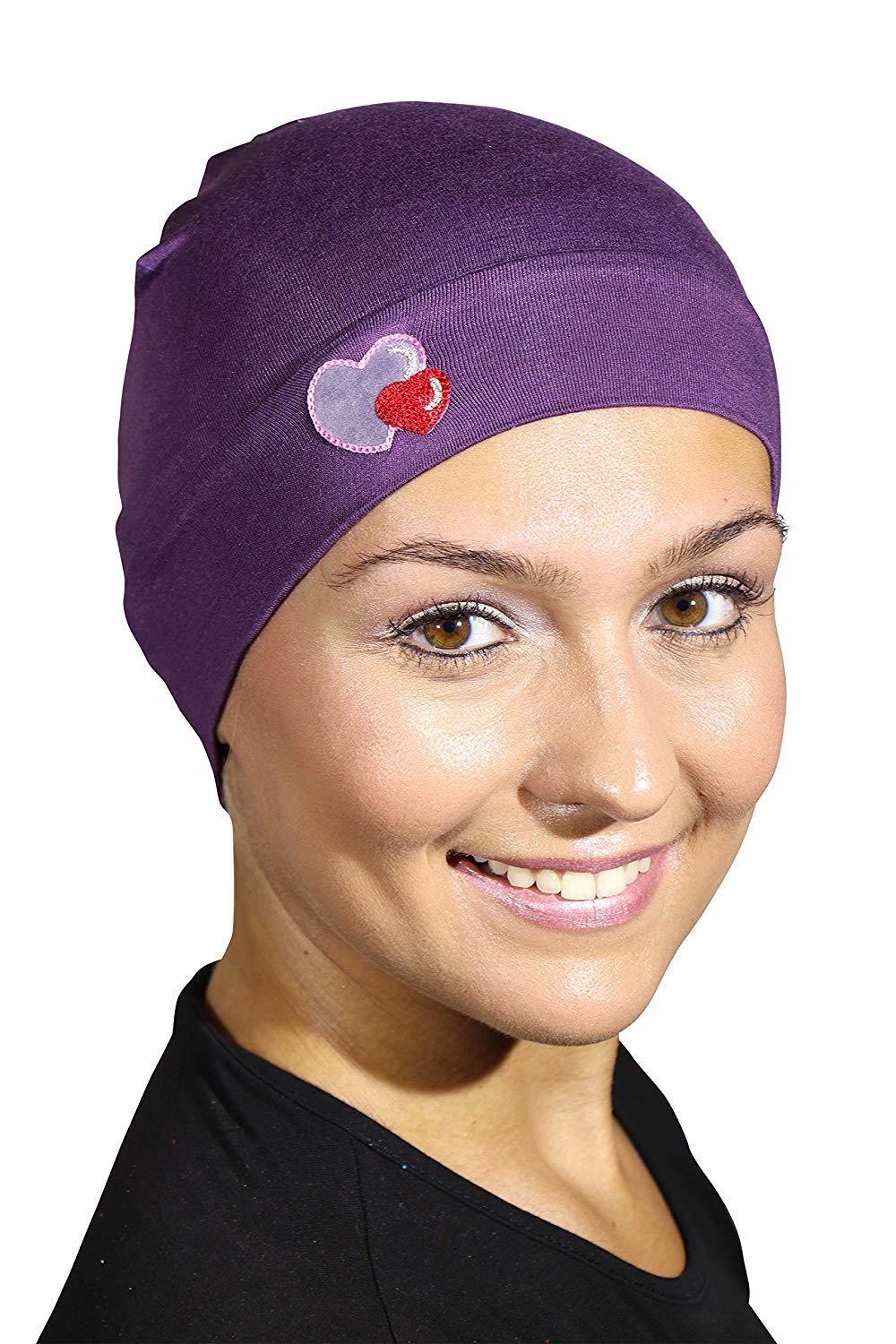 Landana Headscarves Womens Soft Sleep Cap Comfy Cancer Hat with Hearts Applique